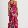 Vícebarevné dámské šatové šaty Ralph Lauren s květinovými Georgette