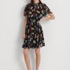 Vícebarevné dámské šaty Ralph Lauren Floral Crinkle Georgette Vícebarevné dámské šaty Ralph Lauren Floral Crinkle Georgette
