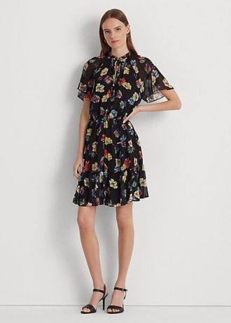 Vícebarevné dámské šaty Ralph Lauren Floral Crinkle Georgette