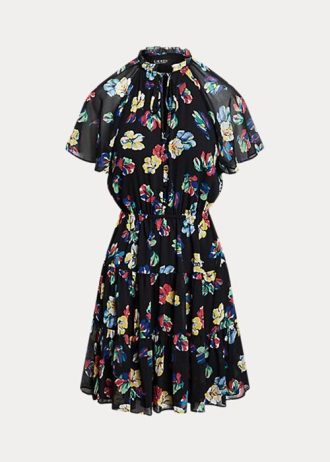 Vícebarevné dámské šaty Ralph Lauren Floral Crinkle Georgette