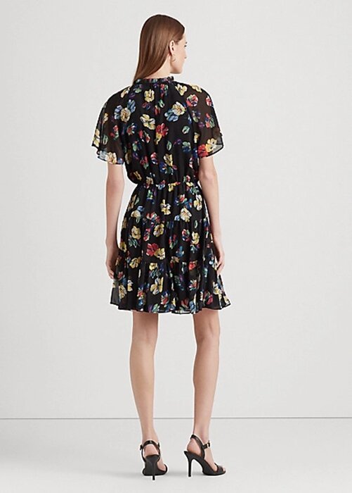 Vícebarevné dámské šaty Ralph Lauren Floral Crinkle Georgette Vícebarevné dámské šaty Ralph Lauren Floral Crinkle Georgette