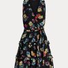 Vícebarevné dámské šaty Ralph Lauren Floral Crinkle Georgette Surplice Vícebarevné dámské šaty Ralph Lauren Floral Crinkle Georgette Surplice