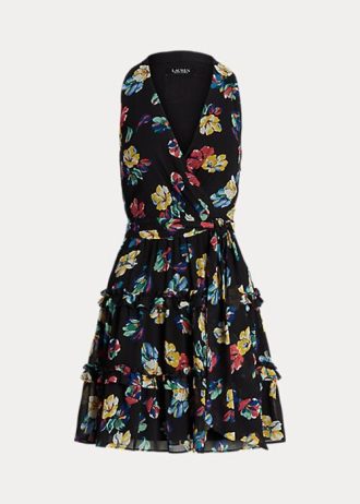 Vícebarevné dámské šaty Ralph Lauren Floral Crinkle Georgette Surplice