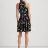 Vícebarevné dámské šaty Ralph Lauren Floral Crinkle Georgette Surplice Vícebarevné dámské šaty Ralph Lauren Floral Crinkle Georgette Surplice