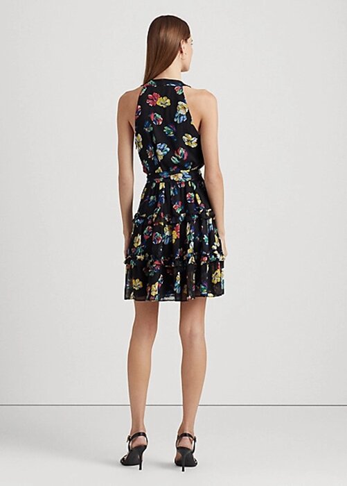 Vícebarevné dámské šaty Ralph Lauren Floral Crinkle Georgette Surplice Vícebarevné dámské šaty Ralph Lauren Floral Crinkle Georgette Surplice