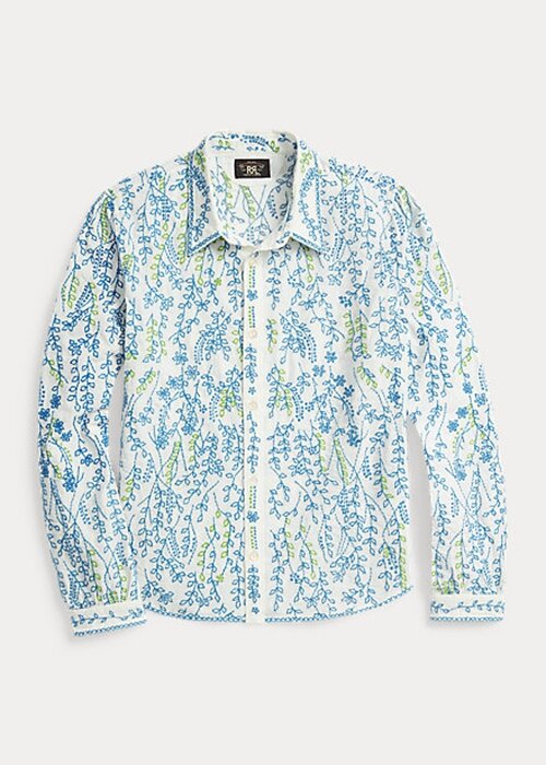 Vícebarevné dámské bavlněné košile Ralph Lauren s květinovou výšivkou Vícebarevné dámské bavlněné košile Ralph Lauren s květinovou výšivkou