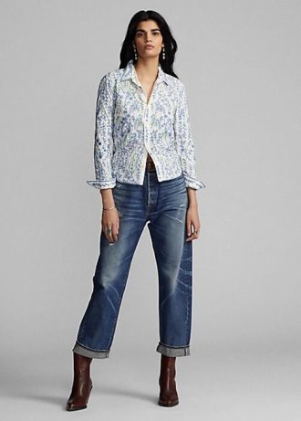 Vícebarevné dámské bavlněné košile Ralph Lauren s květinovou výšivkou Vícebarevné dámské bavlněné košile Ralph Lauren s květinovou výšivkou