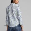 Vícebarevné dámské bavlněné košile Ralph Lauren s květinovou výšivkou Vícebarevné dámské bavlněné košile Ralph Lauren s květinovou výšivkou