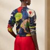 Vícebarevné dámské bavlněné svetry s výstřihem Ralph Lauren Print Vícebarevné dámské bavlněné svetry s výstřihem Ralph Lauren Print