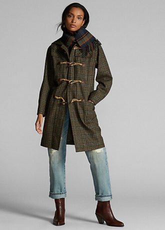 Vícebarevné dámské kostkované kabáty Ralph Lauren z vlny Vícebarevné dámské kostkované kabáty Ralph Lauren z vlny