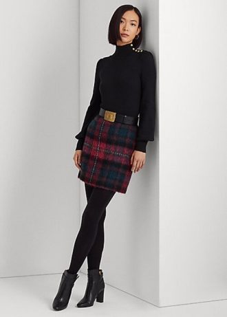Vícebarevné dámské kostkované mohérové tužkové sukně Ralph Lauren Vícebarevné dámské kostkované mohérové tužkové sukně Ralph Lauren