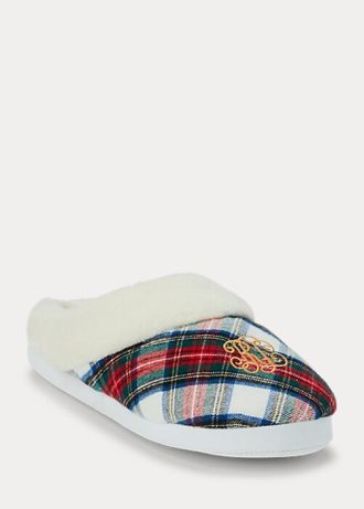 Vícebarevné dámské kostkované pantofle Ralph Lauren s logem