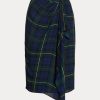 Vícebarevné dámské kostkované sukně Ralph Lauren s přezkou a lemem Georgette Vícebarevné dámské kostkované sukně Ralph Lauren s přezkou a lemem Georgette