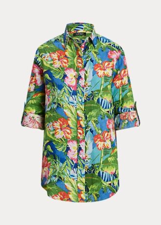 Vícebarevné dámské květinové plátěné košile Ralph Lauren Vícebarevné dámské květinové plátěné košile Ralph Lauren