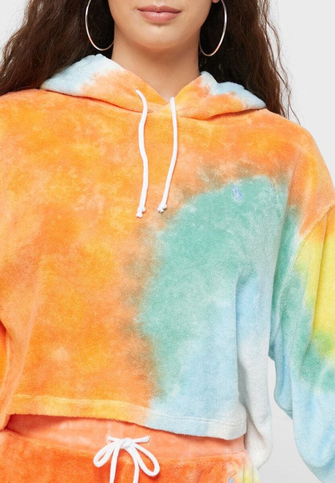 Vícebarevná dámská pletená mikina s kapucí Ralph Lauren Pullover