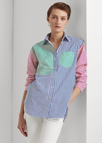 Vícebarevné dámské pruhované bavlněné košile Ralph Lauren Vícebarevné dámské pruhované bavlněné košile Ralph Lauren