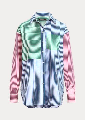 Vícebarevné dámské pruhované bavlněné košile Ralph Lauren Vícebarevné dámské pruhované bavlněné košile Ralph Lauren