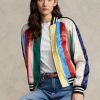 Vícebarevné dámské pruhované saténové bomber bundy Ralph Lauren