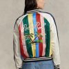 Vícebarevné dámské pruhované saténové bomber bundy Ralph Lauren