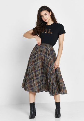 Vícebarevné dámské skládané sukně s vysokým pasem Ralph Lauren Vícebarevné dámské skládané sukně s vysokým pasem Ralph Lauren