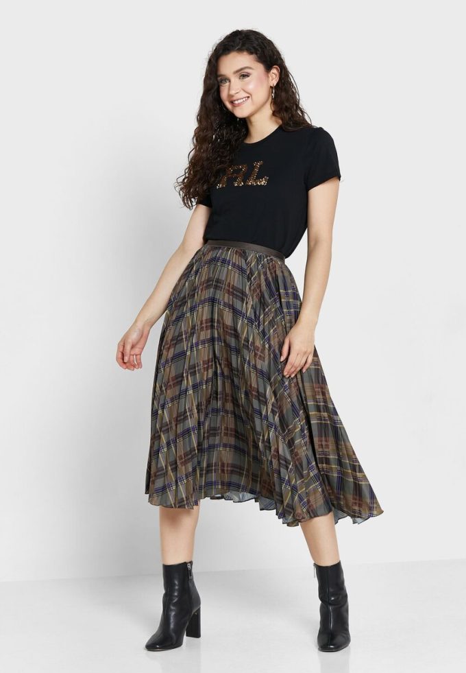 Vícebarevné dámské skládané sukně s vysokým pasem Ralph Lauren