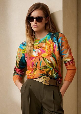 Vícebarevné dámské svetry Ralph Lauren Graphic Cashmere Crewneck Vícebarevné dámské svetry Ralph Lauren Graphic Cashmere Crewneck