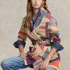 Vícebarevné dámské svetry ze směsi lnu Ralph Lauren Geo-Motif Shawl Vícebarevné dámské svetry ze směsi lnu Ralph Lauren Geo-Motif Shawl
