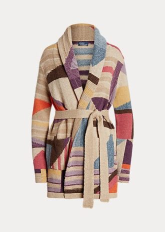 Vícebarevné dámské svetry ze směsi lnu Ralph Lauren Geo-Motif Shawl Vícebarevné dámské svetry ze směsi lnu Ralph Lauren Geo-Motif Shawl