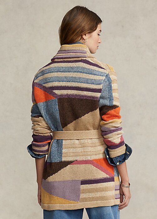 Vícebarevné dámské svetry ze směsi lnu Ralph Lauren Geo-Motif Shawl Vícebarevné dámské svetry ze směsi lnu Ralph Lauren Geo-Motif Shawl