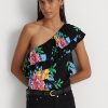 Vícebarevné dámské topy Ralph Lauren Floral Jersey na jedno rameno