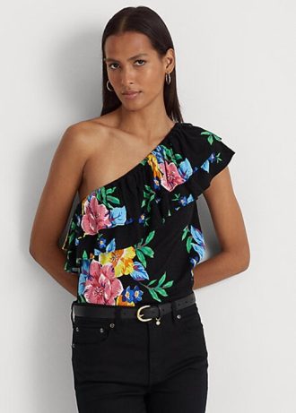 Vícebarevné dámské topy Ralph Lauren Floral Jersey na jedno rameno Vícebarevné dámské topy Ralph Lauren Floral Jersey na jedno rameno