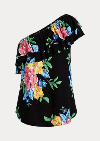 Vícebarevné dámské topy Ralph Lauren Floral Jersey na jedno rameno Vícebarevné dámské topy Ralph Lauren Floral Jersey na jedno rameno