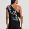 Vícebarevné dámské topy Ralph Lauren Floral Jersey na jedno rameno