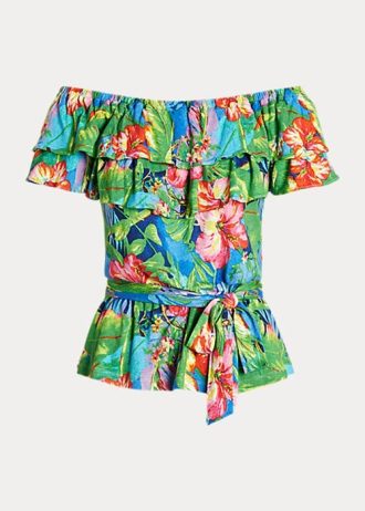 Vícebarevné dámské topy Ralph Lauren s květinovým dresem mimo ramena Vícebarevné dámské topy Ralph Lauren s květinovým dresem mimo ramena