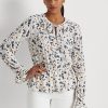 Vícebarevné dámské topy Ralph Lauren s květinovým dresem s kravatou a výstřihem