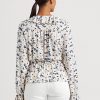 Vícebarevné dámské topy Ralph Lauren s květinovým dresem s kravatou a výstřihem