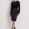 Vícebarevné dámské tužkové sukně Ralph Lauren Fair Isle z bavlněné směsi Vícebarevné dámské tužkové sukně Ralph Lauren Fair Isle z bavlněné směsi