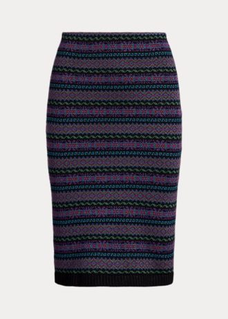 Vícebarevné dámské tužkové sukně Ralph Lauren Fair Isle z bavlněné směsi Vícebarevné dámské tužkové sukně Ralph Lauren Fair Isle z bavlněné směsi