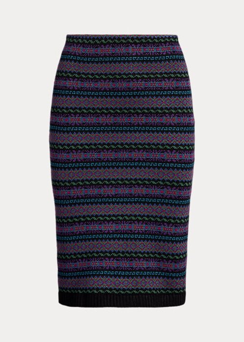 Vícebarevné dámské tužkové sukně Ralph Lauren Fair Isle z bavlněné směsi Vícebarevné dámské tužkové sukně Ralph Lauren Fair Isle z bavlněné směsi