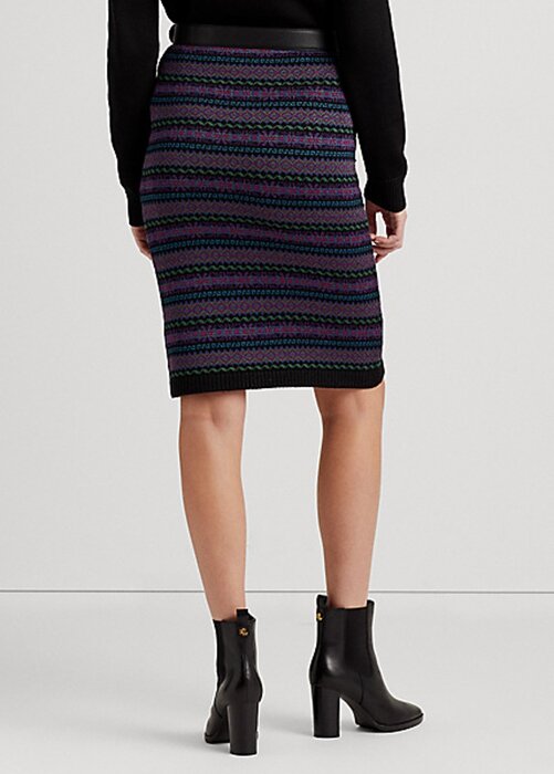 Vícebarevné dámské tužkové sukně Ralph Lauren Fair Isle z bavlněné směsi Vícebarevné dámské tužkové sukně Ralph Lauren Fair Isle z bavlněné směsi