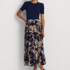 Vícebarevné dámské vícebarevné sukně Ralph Lauren Floral Crinkle Georgette