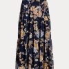 Vícebarevné dámské vícebarevné sukně Ralph Lauren Floral Crinkle Georgette
