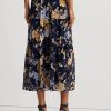 Vícebarevné dámské vícebarevné sukně Ralph Lauren Floral Crinkle Georgette