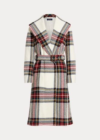 Vícebarevné dámské zavinovací kabáty Ralph Lauren kostkované vlny se směsí rybí kosti Vícebarevné dámské zavinovací kabáty Ralph Lauren kostkované vlny se směsí rybí kosti