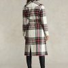 Vícebarevné dámské zavinovací kabáty Ralph Lauren kostkované vlny se směsí rybí kosti