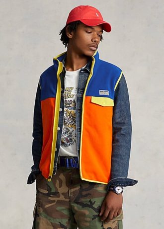 Vícebarevná pánská česaná fleecová vesta Ralph Lauren Color-Blocked