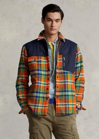 Vícebarevné pánské kostkované flanelové hybridní overshirt Ralph Lauren