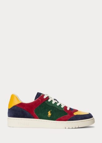 Vícebarevné pánské manšestrové nízké tenisky Ralph Lauren Court