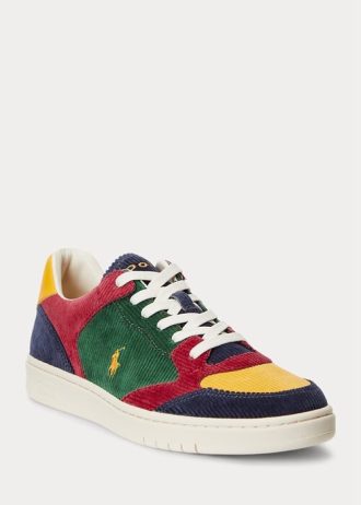 Vícebarevné pánské manšestrové nízké tenisky Ralph Lauren Court