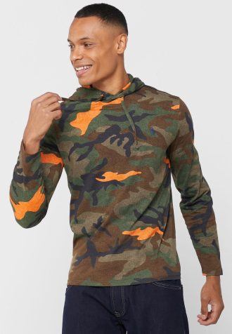 Vícebarevná pánská mikina s kapucí Ralph Lauren Camo